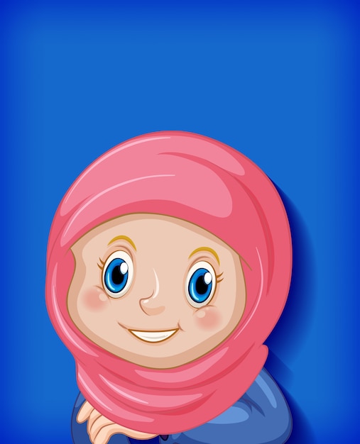 Free vector happy muslim girl cartoon character