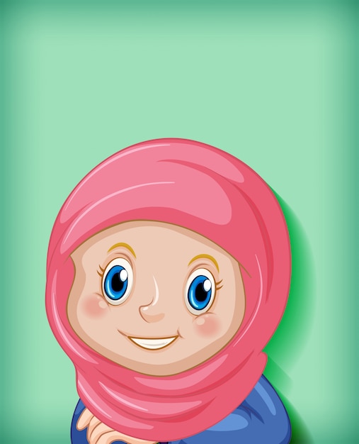 Happy muslim girl cartoon character