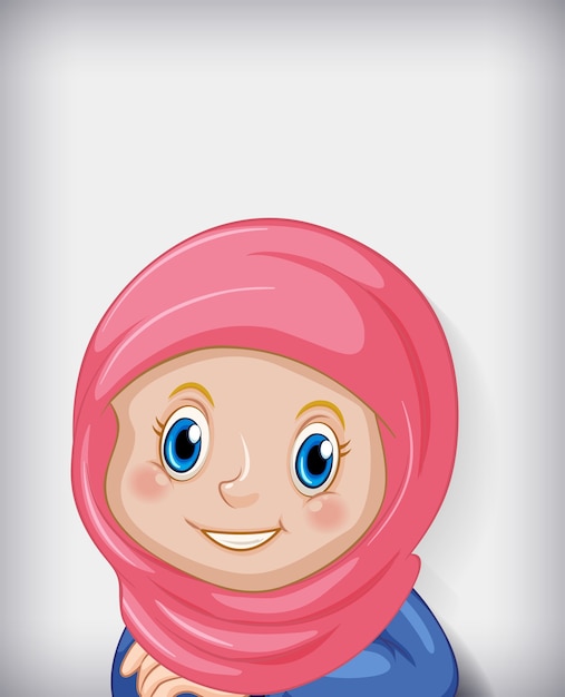 Happy muslim girl cartoon character