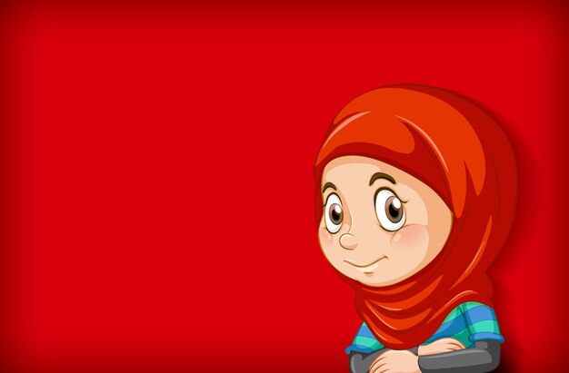 Счастливая мусульманская девушка мультипликационный персонаж