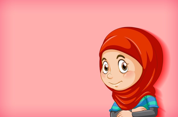 Free vector happy muslim girl cartoon character