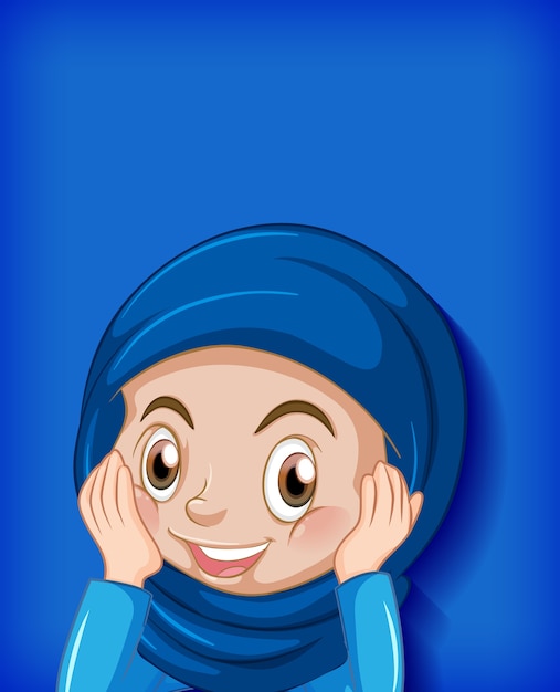 Free vector happy muslim girl cartoon character