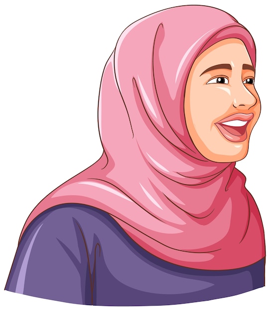 무료 벡터 히잡을 쓴 행복한 이슬람 여성