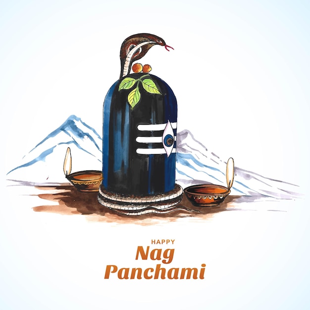 해피 나그 판차미 인도 축제 카드 디자인