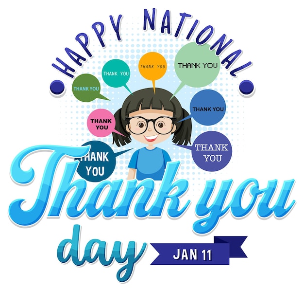 Free vector happy national thank you day banner