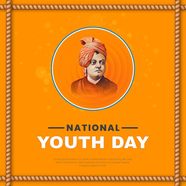 Free vector happy national youth day orange beige background social media design banner free vector
