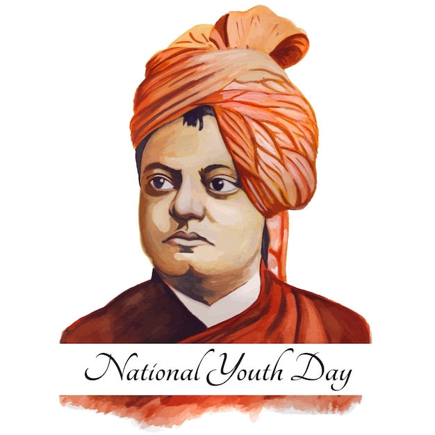 Happy National Youth Day Orange Beige Black Background Social Media Design Banner Free Vector