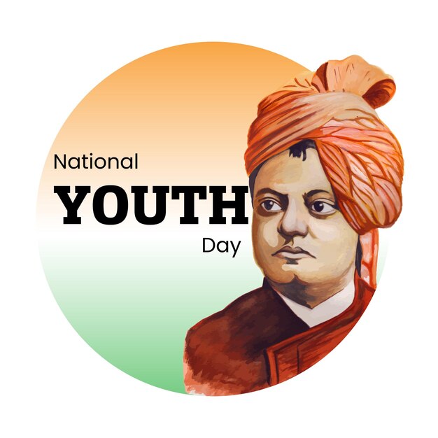 С Национальным Днем Молодежи Оранжевый Бежевый Зеленый Фон Социальные Медиа Дизайн Баннер Бесплатные Векторные