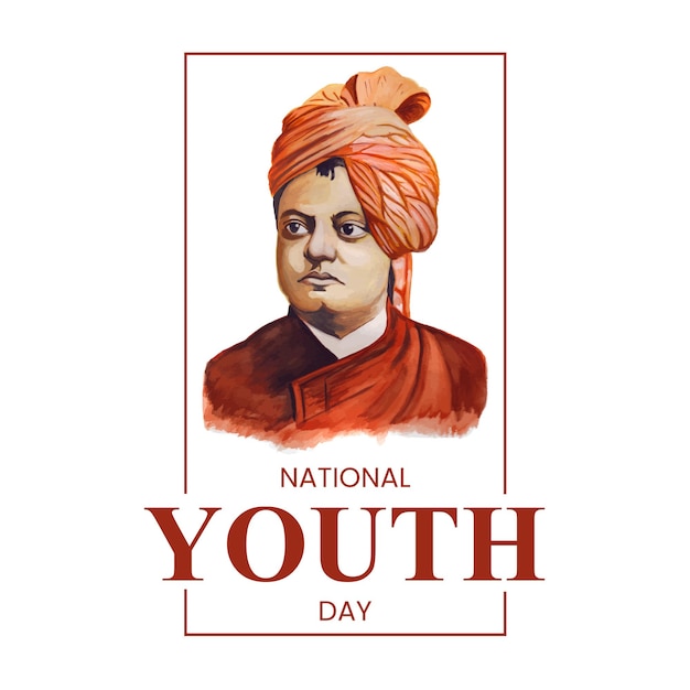 Happy national youth day orange beige white background social media design banner free vector