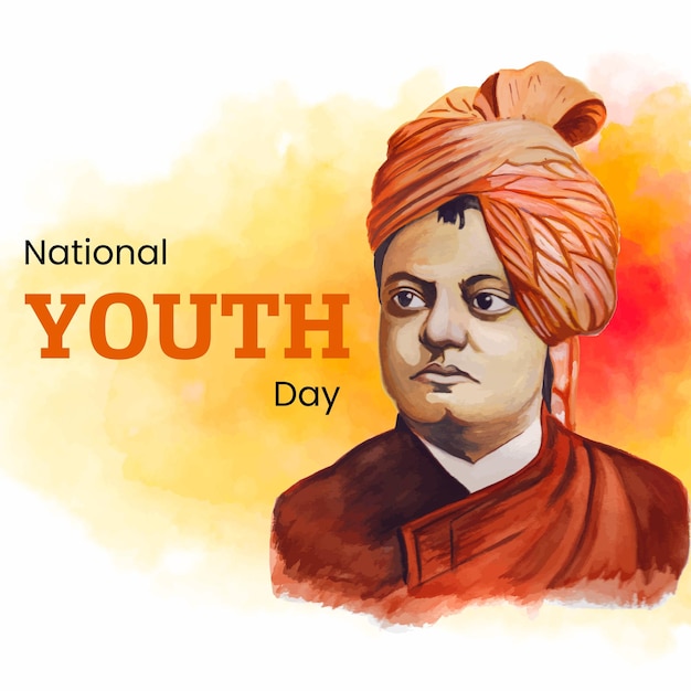 Happy National Youth Day Yellow Orange Background Social Media Design Banner Free Vector