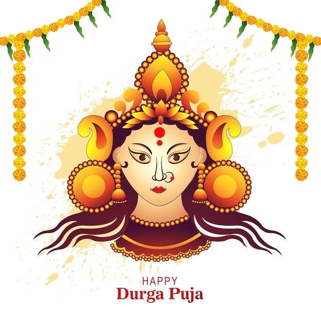 Happy navratri celebration on durga puja beautiful face card background