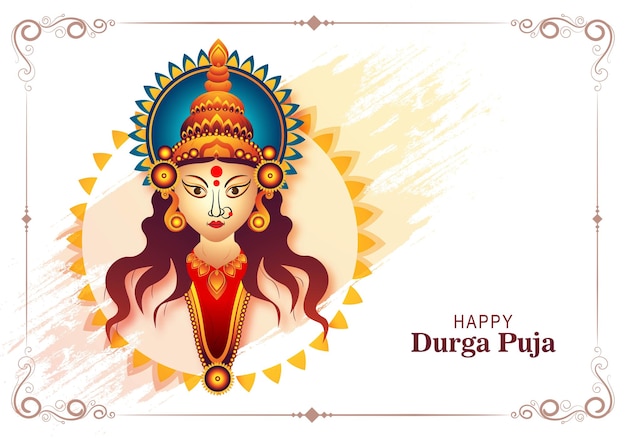 Free vector happy navratri celebration on durga puja beautiful face card background