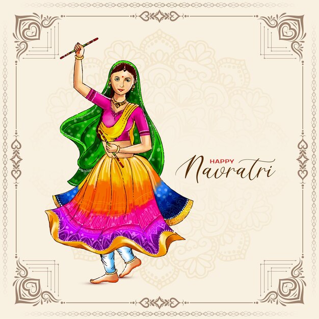 happy navratri dandiya garba night indian festival background