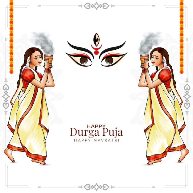 Free vector happy navratri and durga puja festival religious background design vector