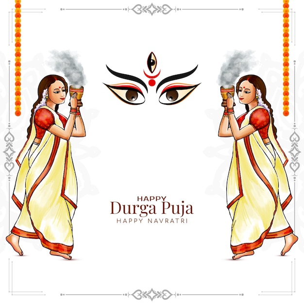 Free vector happy navratri and durga puja festival religious background design vector