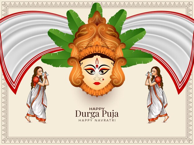 happy navratri and durga puja indian traditional festival background design