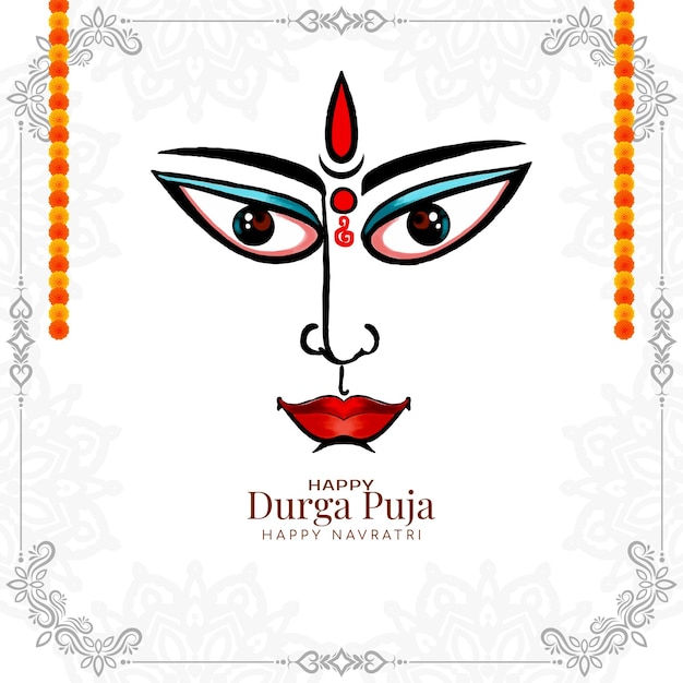 Free vector happy navratri and durga puja traditional hindu festival card design vector