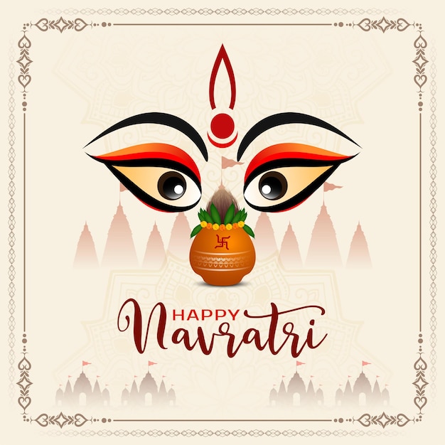 Vettore gratuito felice navratri carta di auguri per la tradizionale festa indiana