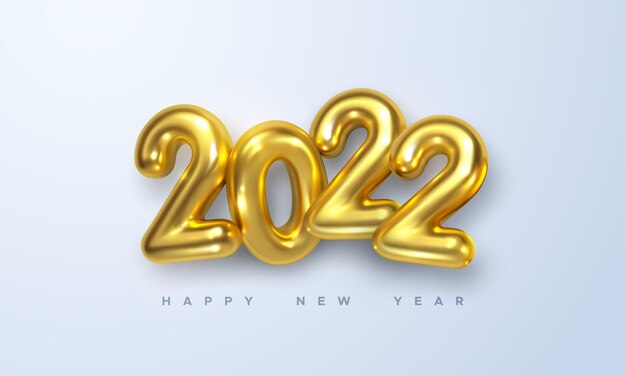 Happy new 2022 year  holiday sign with golden 3d numbers