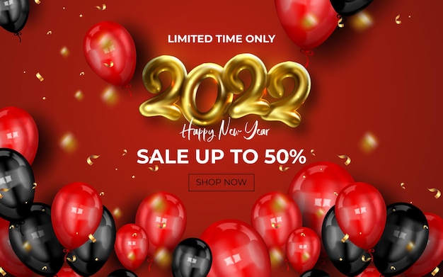 Happy new 2022 year. holiday vector illustration of golden metallic numbers 2022