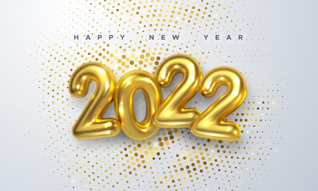 Happy new 2022 year sign with golden 3d 2022 number