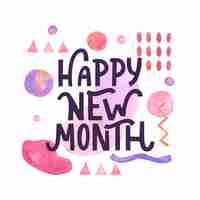 Free vector 'happy new month' lettering with hand drawn elements