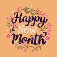 Free vector 'happy new month' lettering with hand drawn elements