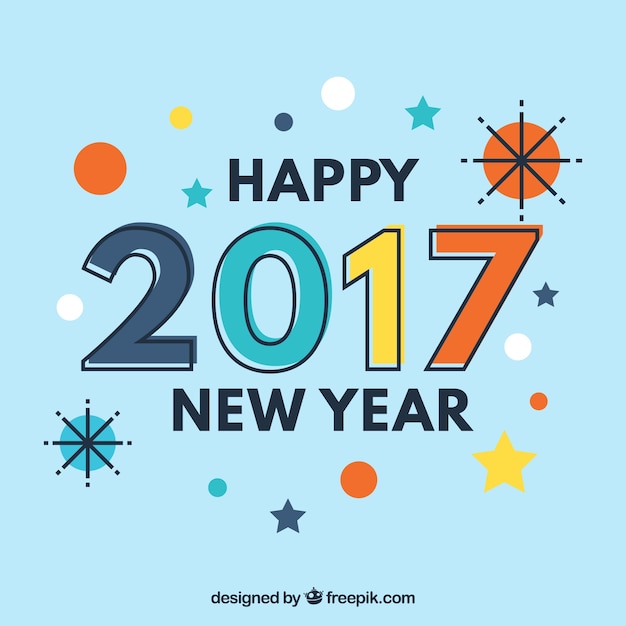 Free vector happy new year 2017 background with memphis style