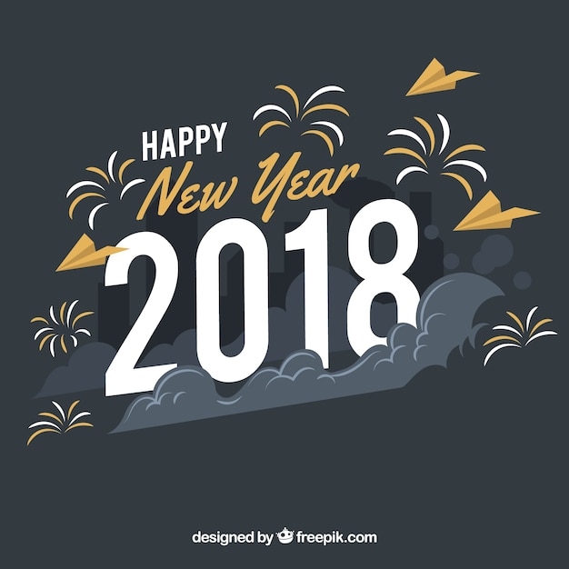 Happy new year 2018 background in vintage style