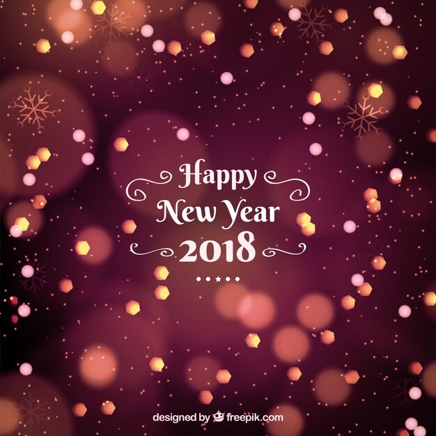 Happy new year 2018 background with bokeh effect