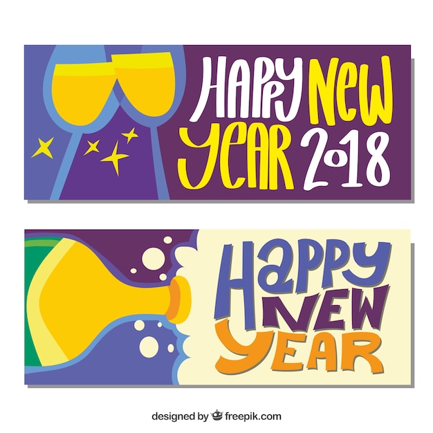 Happy new year 2018 banners