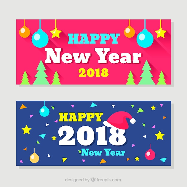 Vettore gratuito buon anno nuovo banner 2018