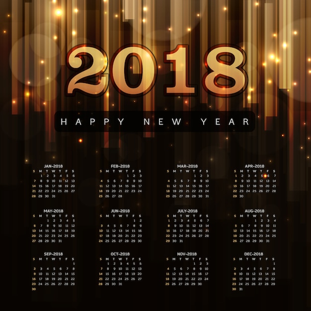 Happy new year 2018 elegant royal background with golden bars effect