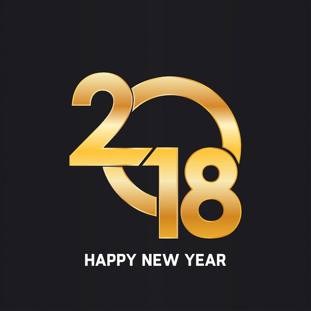 Happy new year 2018 golden text design