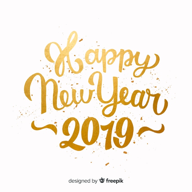 Felice anno nuovo sfondo 2019 con lettering fantasia