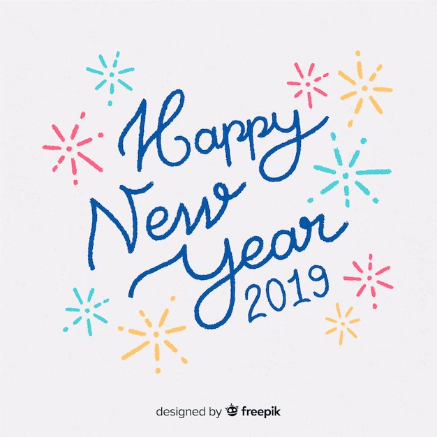 Felice anno nuovo sfondo 2019 con lettering fantasia