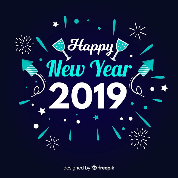 Happy new year 2019 background with fancy lettering