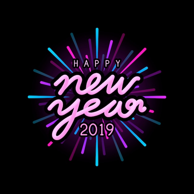 Free vector happy new year 2019 badge vector