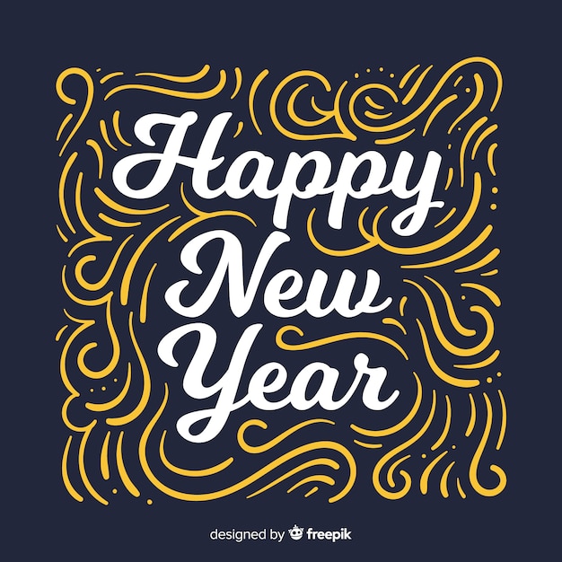 Happy new year 2019 black and gold background with fancy lettering