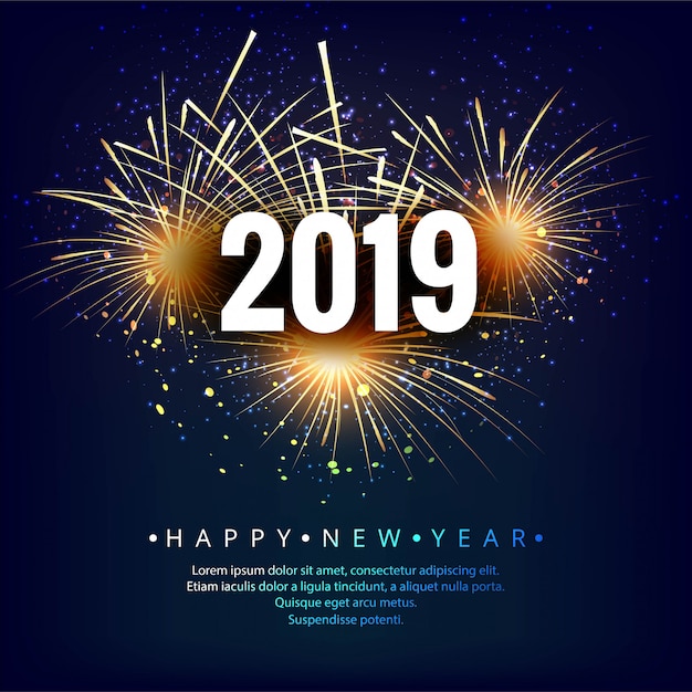 С Новым годом 2019 открытка празднования красочный фон