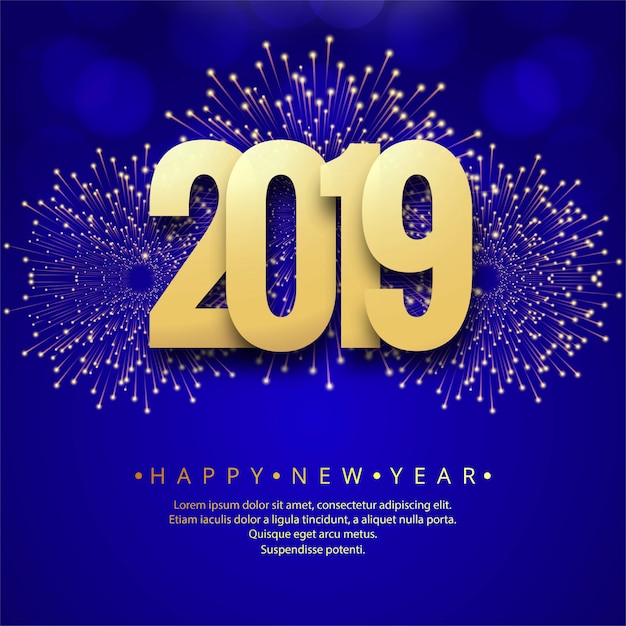 Happy new year 2019 card celebration colorful background