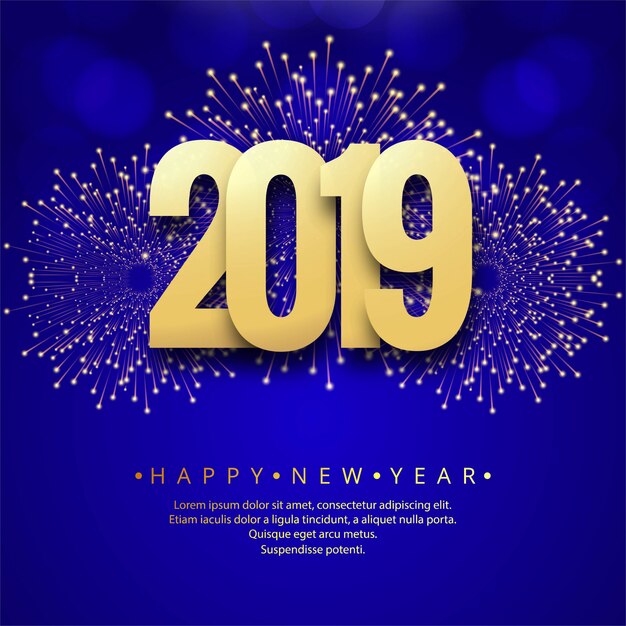 Happy New Year 2019 card celebration colorful background