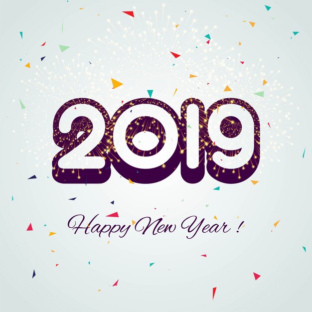 Happy New Year 2019 card celebration colorful background