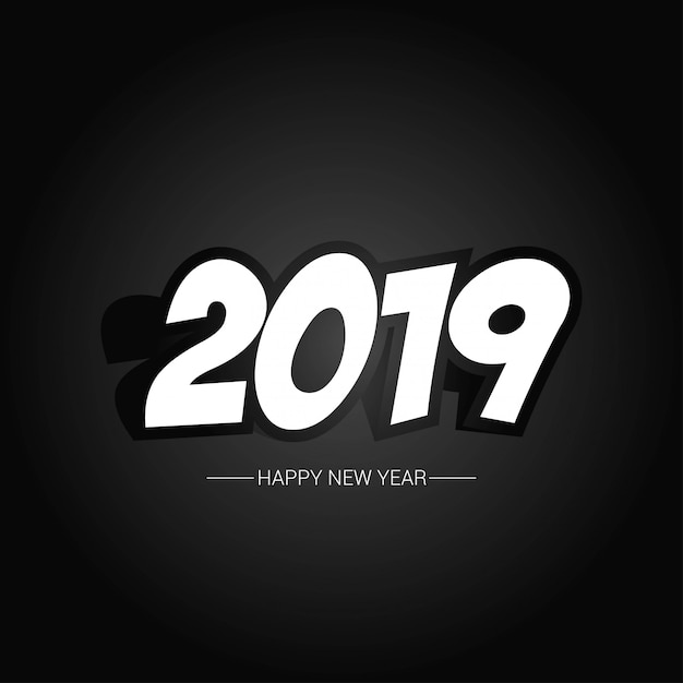 Vettore gratuito felice anno nuovo 2019 design con sfondo scuro