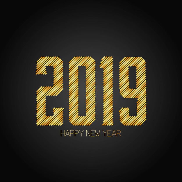 Happy new year 2019 design with dark background