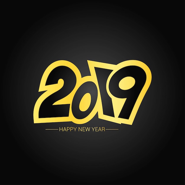 Free vector happy new year 2019 design with dark background