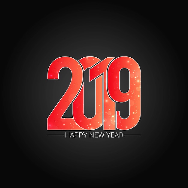 Free vector happy new year 2019 design with dark background