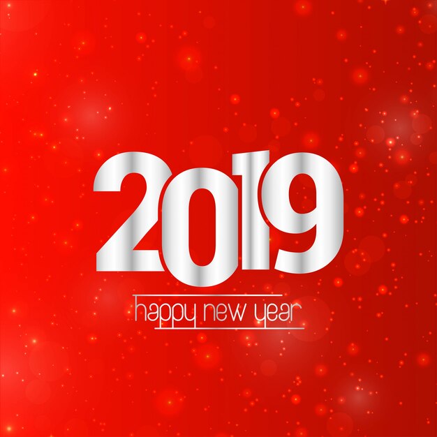 Happy new year 2019 design with red background