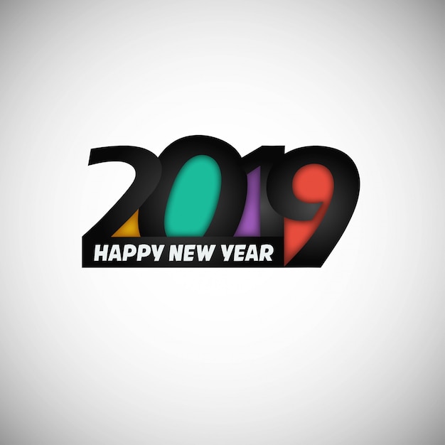 Free vector happy new year 2019 design with white background