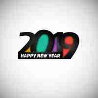 Free vector happy new year 2019 design with white background